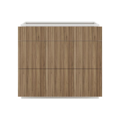 Modernform Cabinet Walnut 36" W X 34 1/2" H X 24" D  3 Drawer Base Cabinet