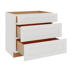 Modernform Cabinet White Shaker 36" W X 34 1/2" H X 24" D  3 Drawer Base Cabinet