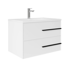 Bella 30" W Wall-Mounted White Vanity with Sink Top | LessCare