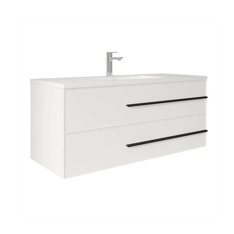 Bella 48" W Wall-Mounted White Vanity with Sink Top | LessCare