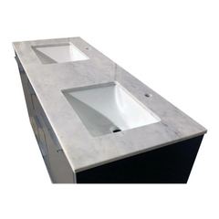 Amelie 72 in Double Sink Bathroom Vanity in Grey with Carrara White Marble Countertop