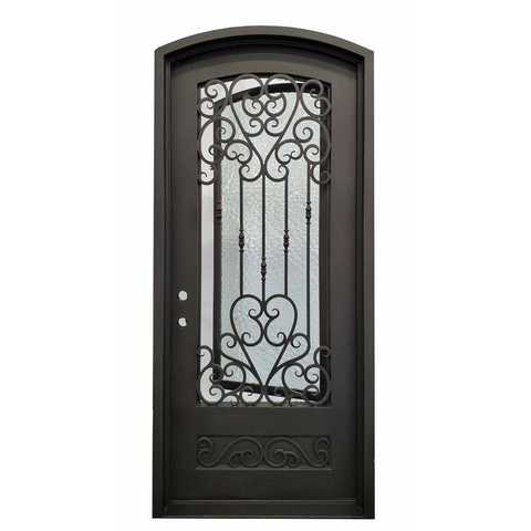 Ventura 3/6x8/0 Eyebrow Wrought Iron Prehung Exterior Door