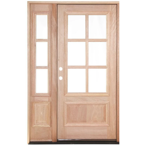 4/5x6/8 Exterior Mahogany Door with 6 Lites and One Sidelight