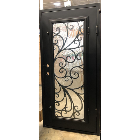 Violet 3/0x6/8 Exterior Wrought Iron Prehung Single Door