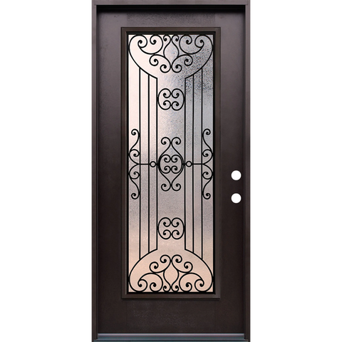 Jupiter 3/0x6/8 Prehung Prefinished Fiberglass Door in Dark Walnut