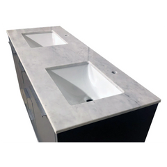 Amelie 60 in Double Sink Bathroom Vanity in Grey with Carrara White Marble Countertop