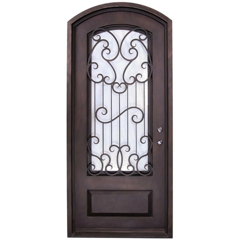 Capri 3/6x8/0 Eyebrow Exterior Prehung Wrought Iron Door