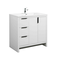 Evana 36" W Freestanding Vanity with Sink Top White | LessCare