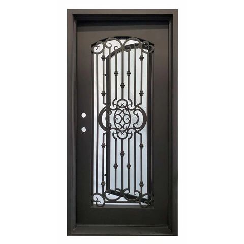 Lotus 3/0x6/8 Wrought Iron Prehung Exterior Door