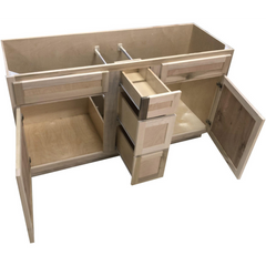 60 in. Double Sink Vanity Bathroom Cabinet in Unfinished Poplar | Shaker Style