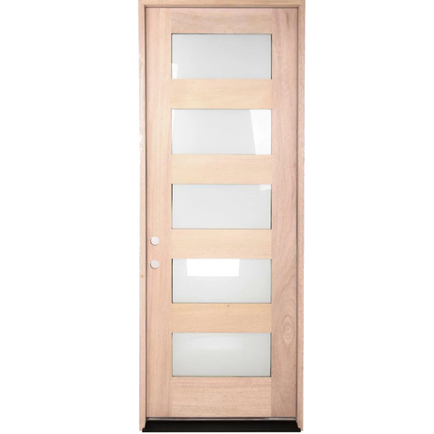 3/0x8/0 Mahogany Exterior Prehung Door | Modern 5 Lite