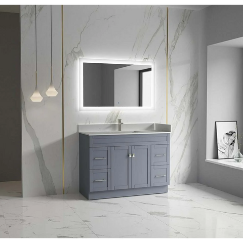 Satar 48 in Single Sink Bathroom Vanity in Grey with White Quartz Countertop