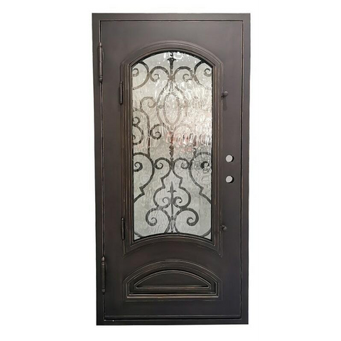 Cielo 3/0x6/8 Bronze Exterior Wrought Iron Prehung Single Door