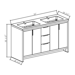 Evana 60" W Freestanding Double Vanity with Double Sink Top White | LessCare