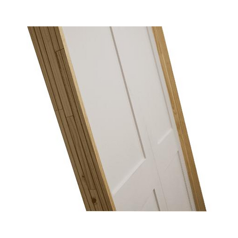 3/0x6/8 White Shaker 2-Panel Solid Core Primed MDF Prehung Interior French Door