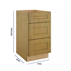 Modernform Cabinet Natural Shaker 18" W X 34 1/2" H X 24" D  3 Drawer Base Cabinet