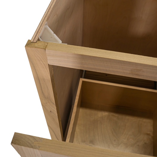 Kitchen Base Cabinet w Trash Can Pull Out | Unfinished Poplar | Shaker Style | 21"