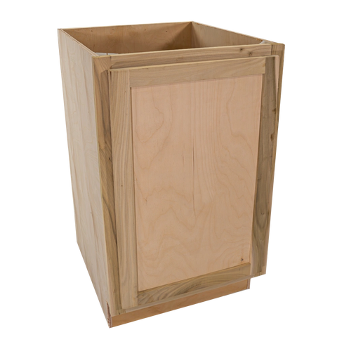 Kitchen Base Cabinet w Trash Can Pull Out | Unfinished Poplar | Shaker Style | 21"