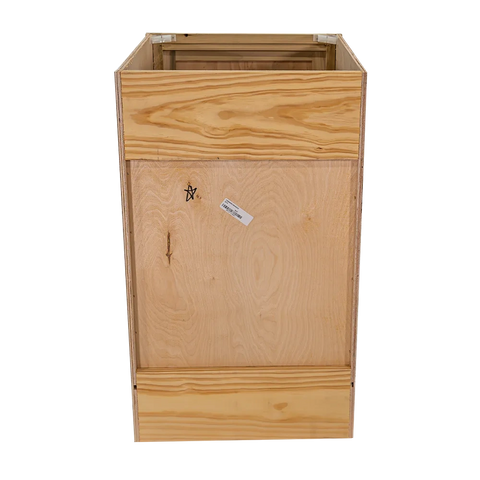 Kitchen Base Cabinet w Trash Can Pull Out | Unfinished Poplar | Shaker Style | 21"