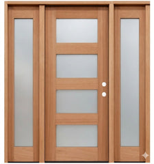 5/9x6/8 4 Lite Mahogany Exterior Prehung Door with Sidelights
