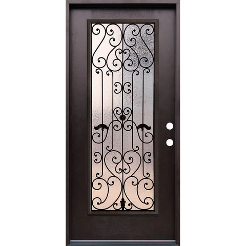 Hestia 3/0x6/8 Single Prehung Fiberglass Door in Dark Walnut