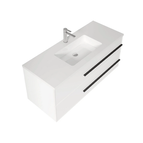 Bella 48" W Wall-Mounted White Vanity with Sink Top | LessCare