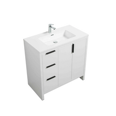 Evana 36" W Freestanding Vanity with Sink Top White | LessCare