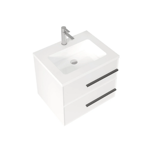 Bella 24" W Wall-Mounted White Vanity with Sink Top | LessCare