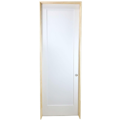 32 in x 96 in White 1-Panel Shaker Solid Core Primed MDF Prehung Interior Door