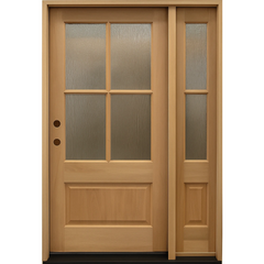 4/5x6/8 Exterior Mahogany Door with 4 Lites Without Trim and One Sidelight