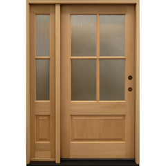 4/5x6/8 Exterior Mahogany Door with 4 Lites Without Trim and One Sidelight