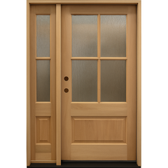 4/5x6/8 Exterior Mahogany Door with 4 Lites Without Trim and One Sidelight
