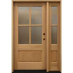 4/5x6/8 Exterior Mahogany Door with 4 Lites Without Trim and One Sidelight