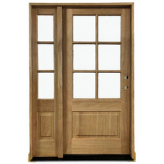 4/5x6/8 Exterior Mahogany Door with 6 Lites Without Trim and One Sidelight