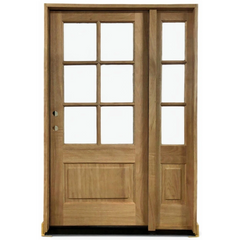4/5x6/8 Exterior Mahogany Door with 6 Lites Without Trim and One Sidelight