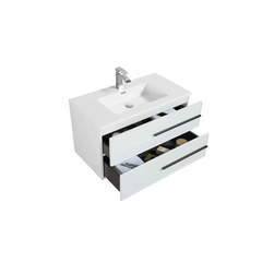 Bella 36" W Wall-Mounted White Vanity with Sink Top | LessCare