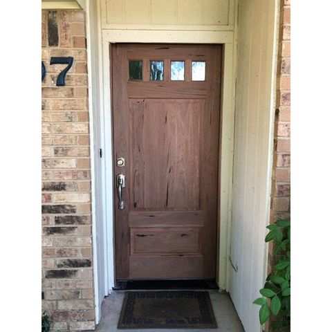 36 in x 80 in Exterior Walnut 4 Lite Craftsman Door