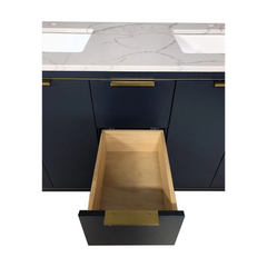 Amelie 60 in Double Sink Bathroom Vanity in Blue with Calacatta Quartz Countertop