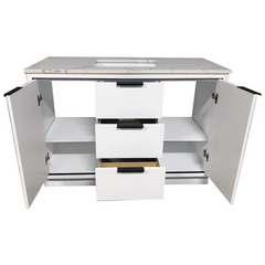 Amelie 48 in SIngle Sink Bathroom Vanity in White with Calacatta Quartz Countertop