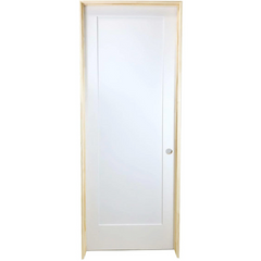 36 in x 80 in White 1-Panel Shaker Solid Core Primed MDF Prehung Interior Door