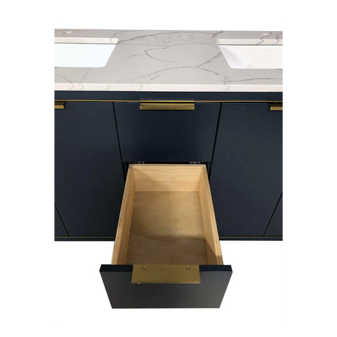 Amelie 72 in Double Sink Bathroom Vanity in Blue with Calacatta Quartz Countertop