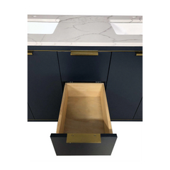 Amelie 72 in Double Sink Bathroom Vanity in Blue with Calacatta Quartz Countertop