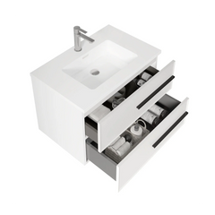 Bella 30" W Wall-Mounted White Vanity with Sink Top | LessCare