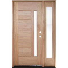 53 in x 80 in Exterior Mahogany Door | One Line Glass with One Sidelite