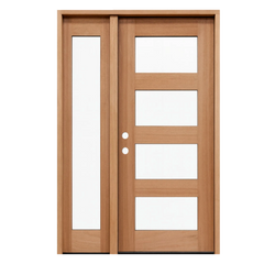 53 in x 80 in Exterior Mahogany Door | 1 Lite Sidelight