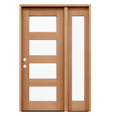 53 in x 80 in Exterior Mahogany Door | 1 Lite with Left Sidelight