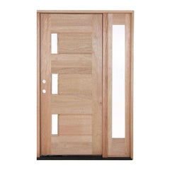 53 in x 80 in Exterior Mahogany Door | Three Line Glass with One Sidelite