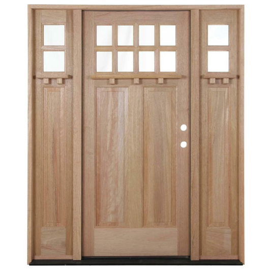5/9x6/8 Craftsman Single with Sidelights Mahogany Pre-Hung Door