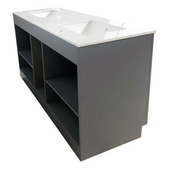 Amelie 72 in Double Sink Bathroom Vanity in Grey with Carrara White Marble Countertop