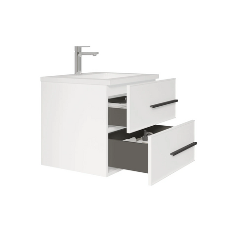 Bella 24" W Wall-Mounted White Vanity with Sink Top | LessCare